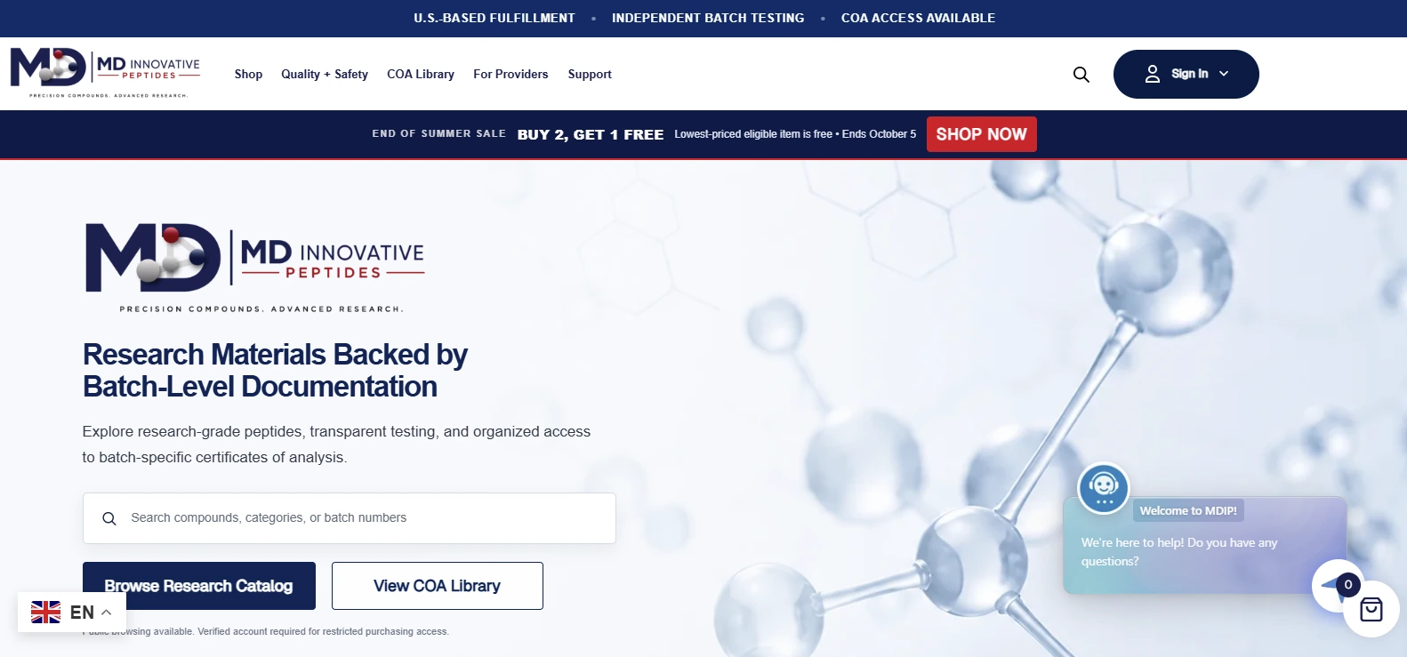 MD Innovative Peptides website